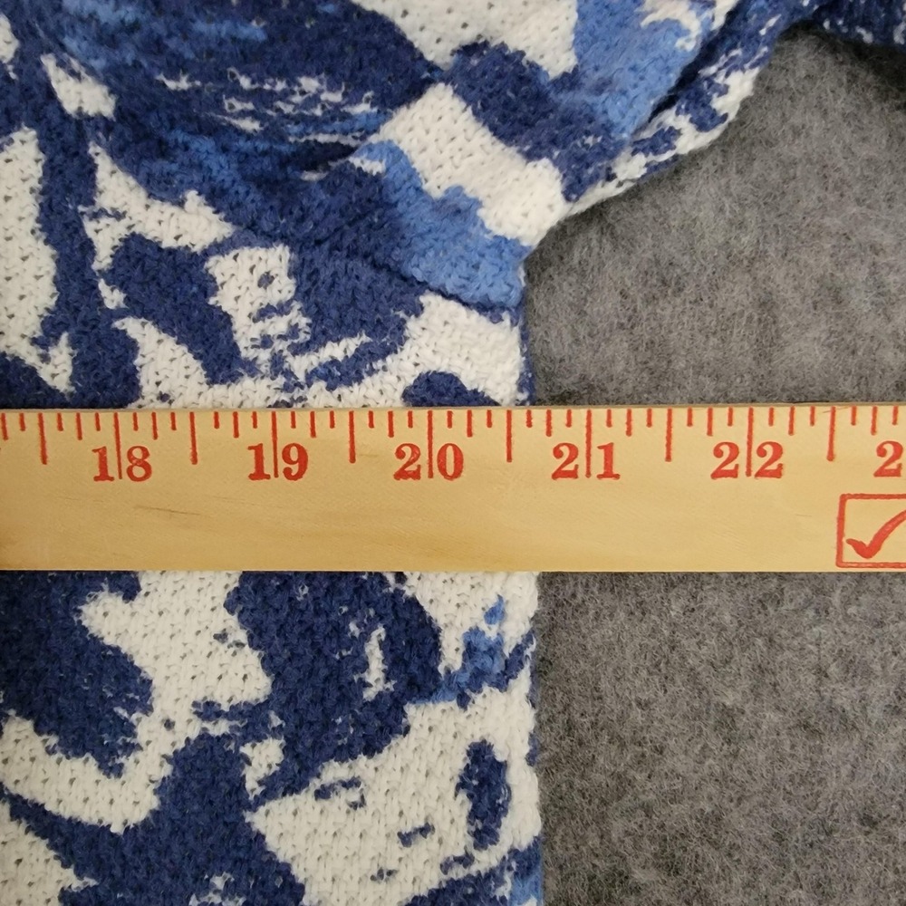 Soft Surroundings Marin Sweater Womens L Blue Floral Waffle Knit Tunic Pullover - Picture 10 of 12